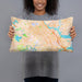 Person holding 20x12 Custom Somerville Massachusetts Map Throw Pillow in Watercolor