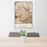 24x36 Somerville Massachusetts Map Print Portrait Orientation in Woodblock Style Behind 2 Chairs Table and Potted Plant