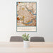 24x36 Somerville Massachusetts Map Print Portrait Orientation in Woodblock Style Behind 2 Chairs Table and Potted Plant