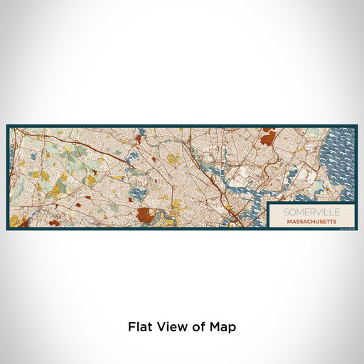 Flat View of Map Custom Somerville Massachusetts Map Enamel Mug in Woodblock