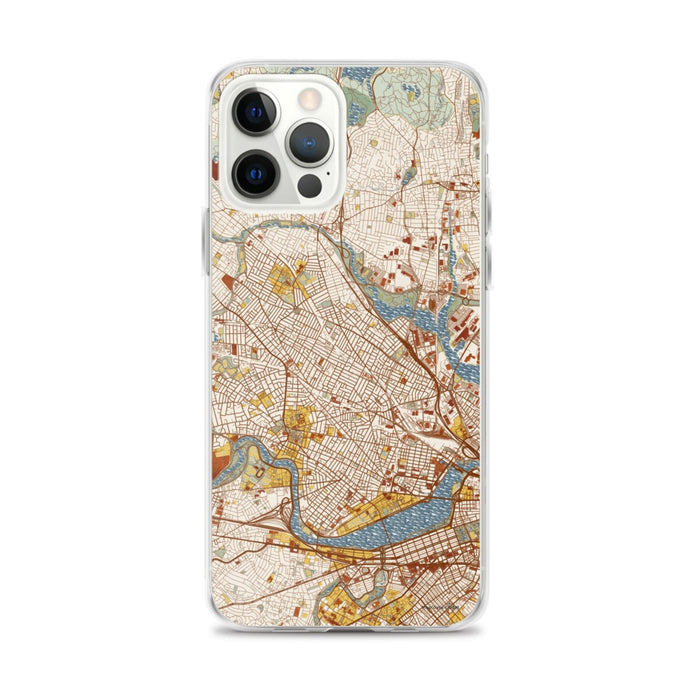 Custom Somerville Massachusetts Map iPhone 12 Pro Max Phone Case in Woodblock