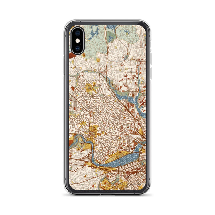 Custom Somerville Massachusetts Map Phone Case in Woodblock