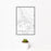 12x18 Somerville New Jersey Map Print Portrait Orientation in Classic Style With Small Cactus Plant in White Planter