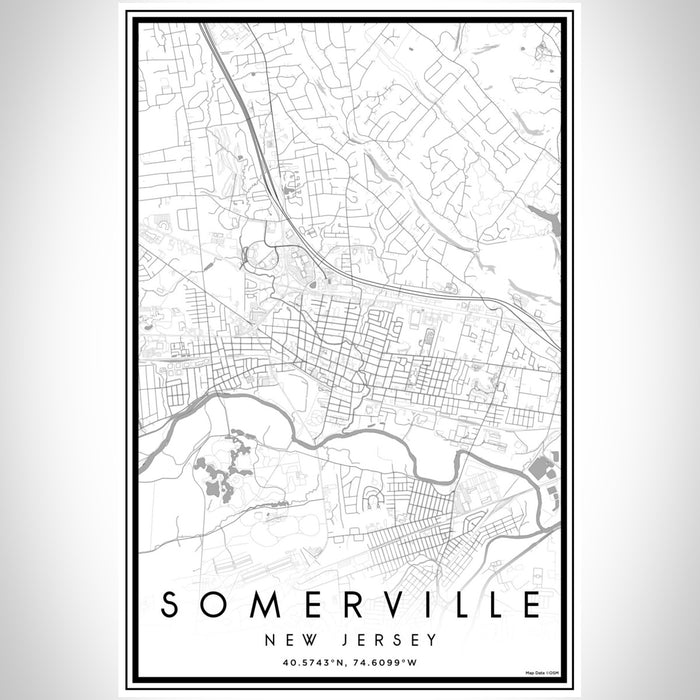 Somerville New Jersey Map Print Portrait Orientation in Classic Style With Shaded Background