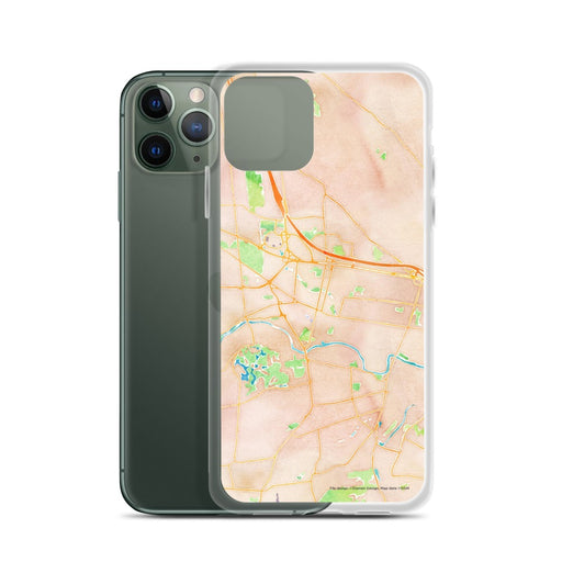 Custom Somerville New Jersey Map Phone Case in Watercolor on Table with Laptop and Plant