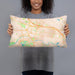 Person holding 20x12 Custom Somerville New Jersey Map Throw Pillow in Watercolor