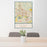 24x36 Somerville New Jersey Map Print Portrait Orientation in Woodblock Style Behind 2 Chairs Table and Potted Plant