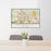 24x36 Somerville New Jersey Map Print Landscape Orientation in Woodblock Style Behind 2 Chairs Table and Potted Plant