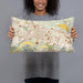 Person holding 20x12 Custom Somerville New Jersey Map Throw Pillow in Woodblock