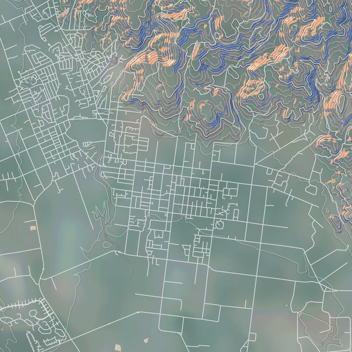 Sonoma California Map Print in Afternoon Style Zoomed In Close Up Showing Details