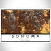 Sonoma California Map Print Landscape Orientation in Ember Style With Shaded Background