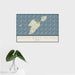 16x24 South Bass Island Ohio Map Print Landscape Orientation in Woodblock Style With Tropical Plant Leaves in Water