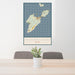 24x36 South Bass Island Ohio Map Print Portrait Orientation in Woodblock Style Behind 2 Chairs Table and Potted Plant