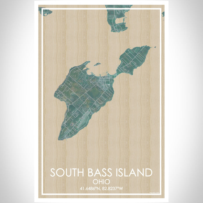 South Bass Island Ohio Map Print Portrait Orientation in Afternoon Style With Shaded Background
