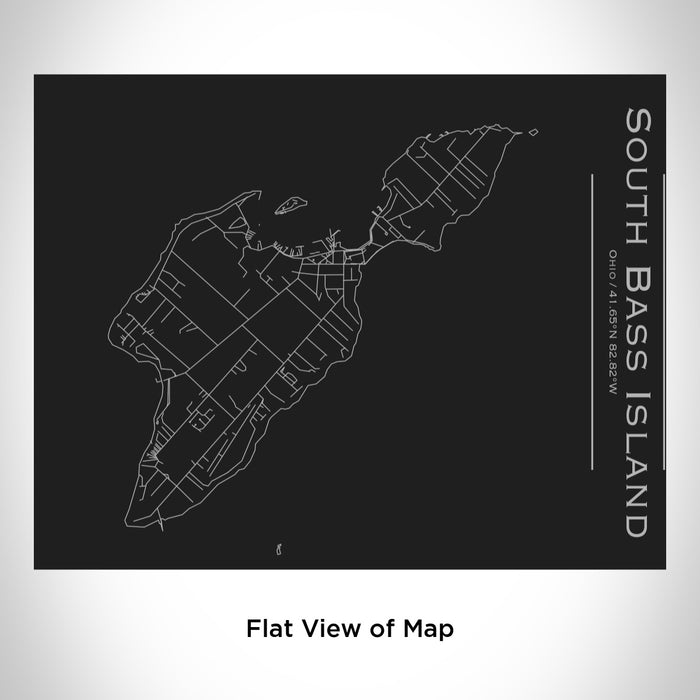 Rendered View of South Bass Island Ohio Map Engraving on 20oz Stainless Steel Insulated Bottle with Bamboo Top in Black