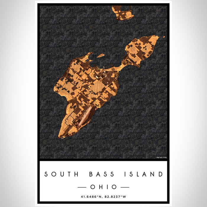 South Bass Island Ohio Map Print Portrait Orientation in Ember Style With Shaded Background