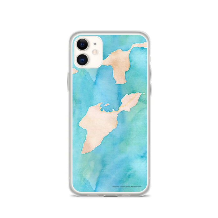Custom iPhone 11 South Bass Island Ohio Map Phone Case in Watercolor