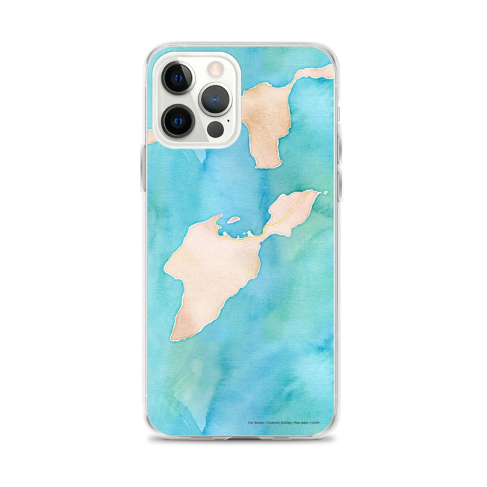 Custom iPhone 12 Pro Max South Bass Island Ohio Map Phone Case in Watercolor
