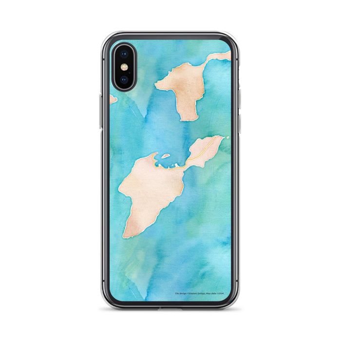 Custom iPhone X/XS South Bass Island Ohio Map Phone Case in Watercolor