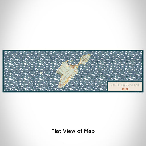 Flat View of Map Custom South Bass Island Ohio Map Enamel Mug in Woodblock