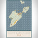 South Bass Island Ohio Map Print Portrait Orientation in Woodblock Style With Shaded Background