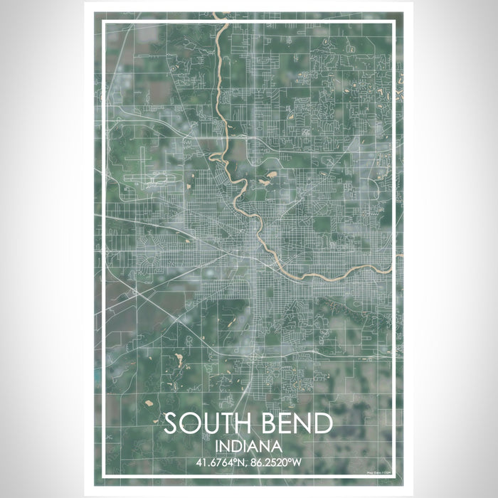 South Bend Indiana Map Print Portrait Orientation in Afternoon Style With Shaded Background