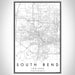 South Bend Indiana Map Print Portrait Orientation in Classic Style With Shaded Background