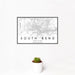 12x18 South Bend Indiana Map Print Landscape Orientation in Classic Style With Small Cactus Plant in White Planter