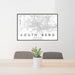 24x36 South Bend Indiana Map Print Landscape Orientation in Classic Style Behind 2 Chairs Table and Potted Plant