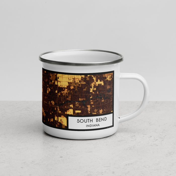 Right View Custom South Bend Indiana Map Enamel Mug in Ember