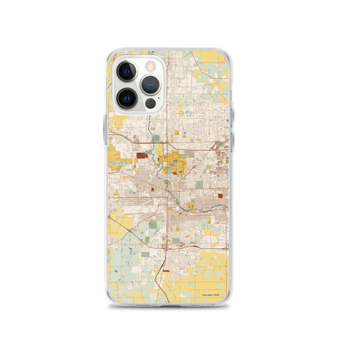 Custom South Bend Indiana Map iPhone 12 Pro Phone Case in Woodblock