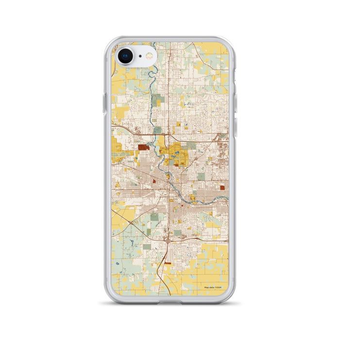 Custom South Bend Indiana Map iPhone SE Phone Case in Woodblock