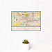 12x18 South Bend Indiana Map Print Landscape Orientation in Woodblock Style With Small Cactus Plant in White Planter