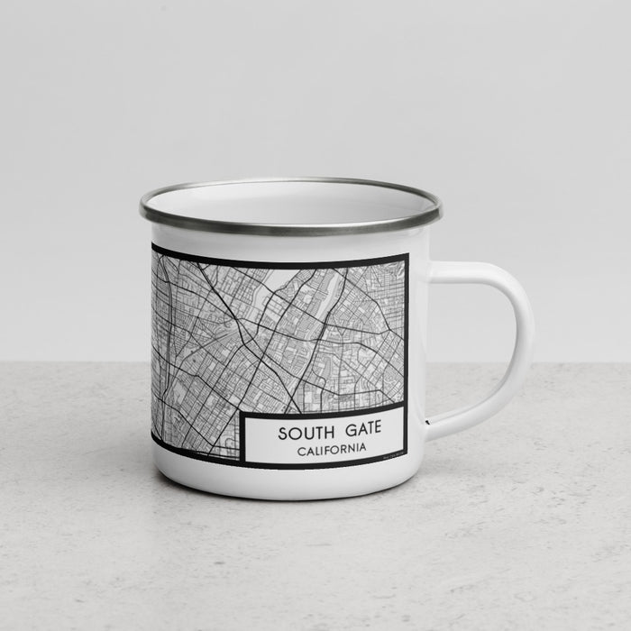 Right View Custom South Gate California Map Enamel Mug in Classic