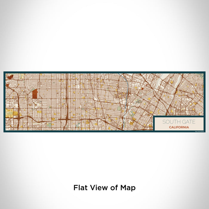 Flat View of Map Custom South Gate California Map Enamel Mug in Woodblock