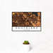 12x18 Southlake Texas Map Print Landscape Orientation in Ember Style With Small Cactus Plant in White Planter