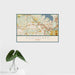 16x24 Southlake Texas Map Print Landscape Orientation in Woodblock Style With Tropical Plant Leaves in Water