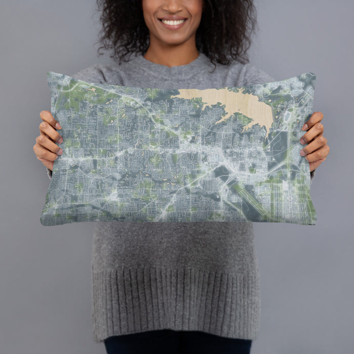 Person holding 20x12 Custom Southlake Texas Map Throw Pillow in Afternoon
