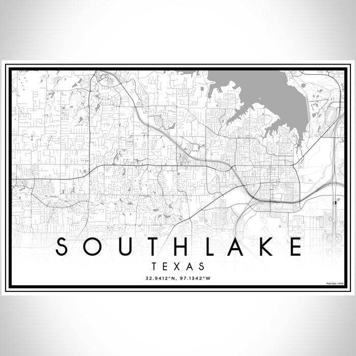 Southlake Texas Map Print Landscape Orientation in Classic Style With Shaded Background