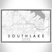Southlake Texas Map Print Landscape Orientation in Classic Style With Shaded Background