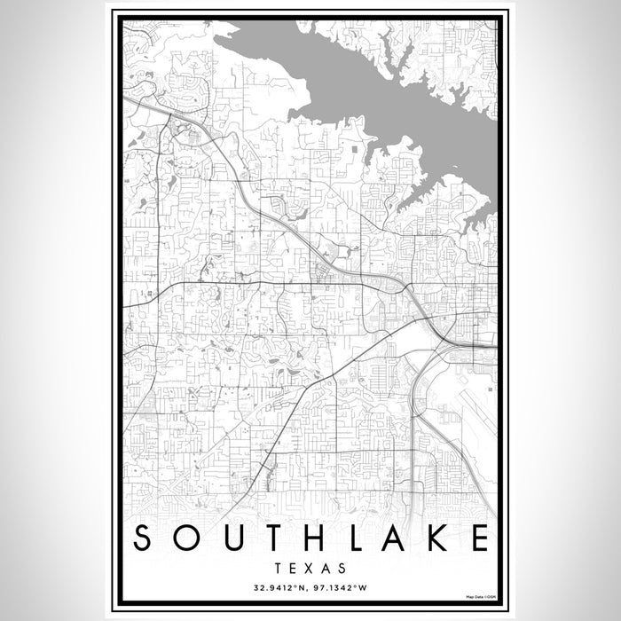 Southlake Texas Map Print Portrait Orientation in Classic Style With Shaded Background