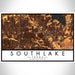 Southlake Texas Map Print Landscape Orientation in Ember Style With Shaded Background