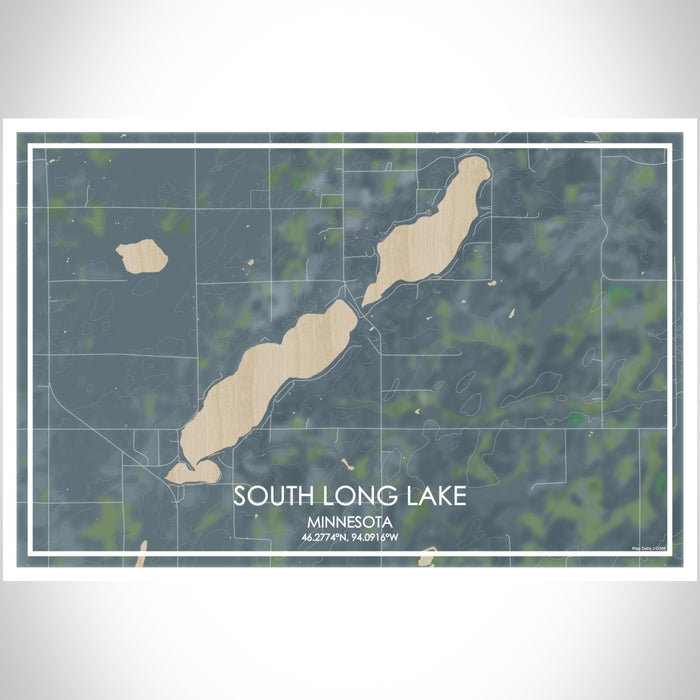 South Long Lake Minnesota Map Print Landscape Orientation in Afternoon Style With Shaded Background
