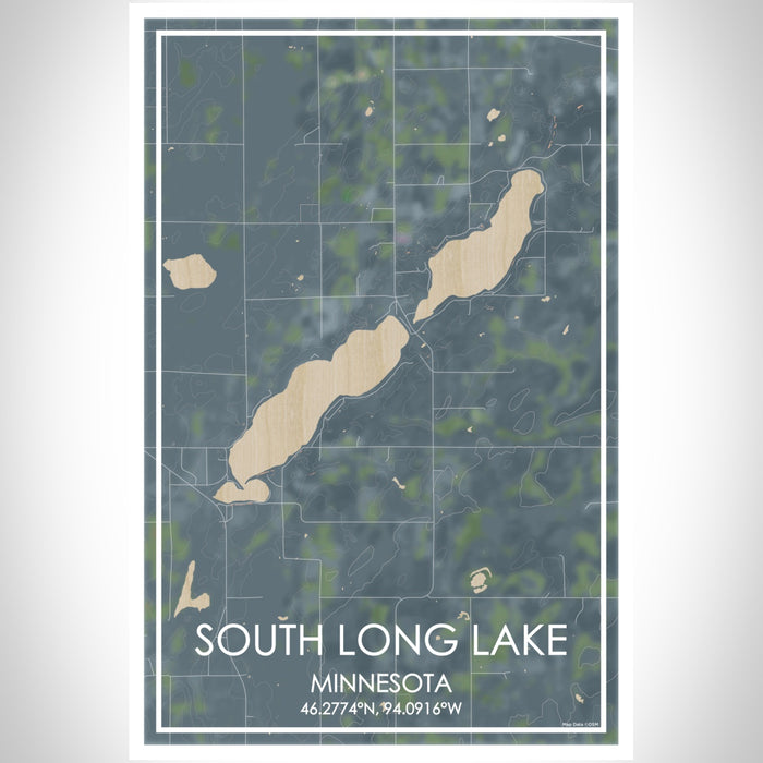 South Long Lake Minnesota Map Print Portrait Orientation in Afternoon Style With Shaded Background