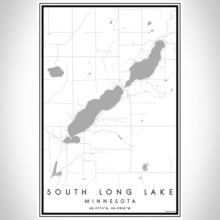 South Long Lake Minnesota Map Print Portrait Orientation in Classic Style With Shaded Background