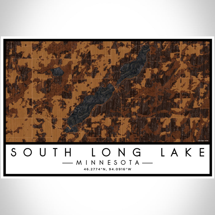 South Long Lake Minnesota Map Print Landscape Orientation in Ember Style With Shaded Background