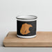 Front View Custom South Manitou Island Michigan Map Enamel Mug in Ember on Cutting Board