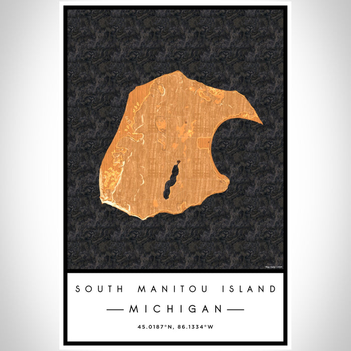 South Manitou Island Michigan Map Print Portrait Orientation in Ember Style With Shaded Background