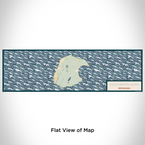 Flat View of Map Custom South Manitou Island Michigan Map Enamel Mug in Woodblock