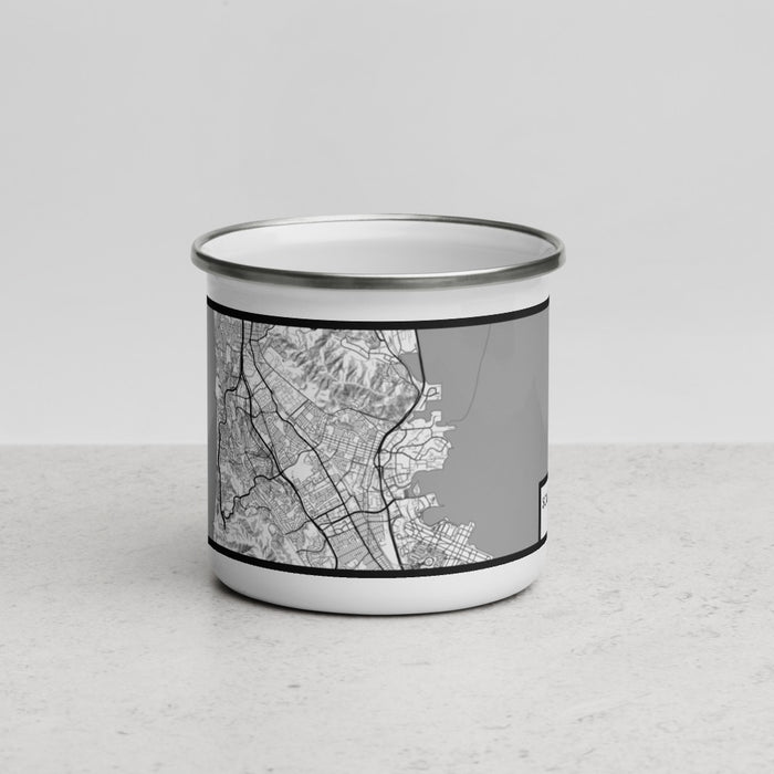 Front View Custom South San Francisco California Map Enamel Mug in Classic